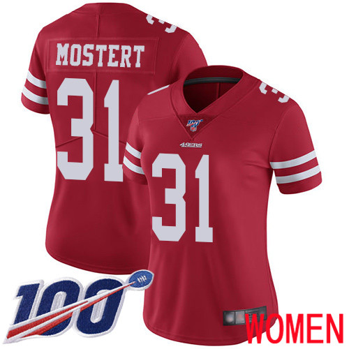 San Francisco 49ers Limited Red Women Raheem Mostert Home NFL Jersey 31 100th Season Vapor Untouchable